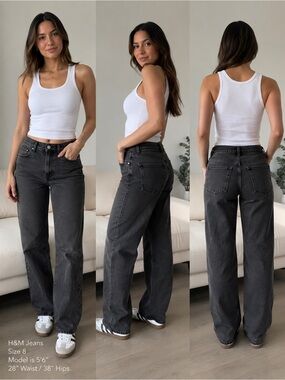 H&M Straight Leg Jeans in Washed Black